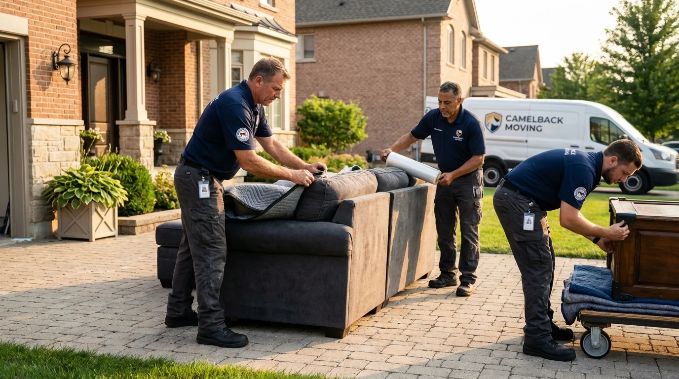 Large estate moving crew wrapping furniture in Mora, MN